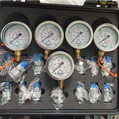 5 Gauges Hydraulic Pressure Gauge Set Hydraulic test Kit Diagnostic Tool for Excavator Hydraulic Pressure Measurement Kit
