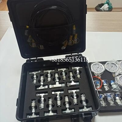Construction Machinery Parts Universal 5 Gauges Hydraulic Pressure Gauge Tester With Tee Joint Set Tee Connector Box